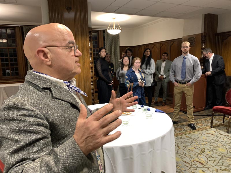 U-M TKD Club alumnus Sahba La'al exhorts his juniors at the University of Michigan Taekwondo Club's 60th Anniversary Reunion on 12 October 2024.