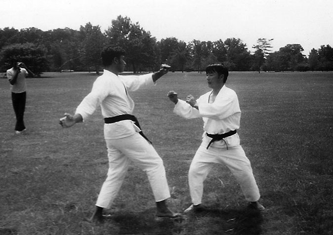 Master Saleem Jehangir (foreground at left) training with Grandmaster Chong sometime in the early 1970s.
